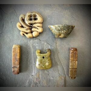 Vintage Carved Jade Amulets Set